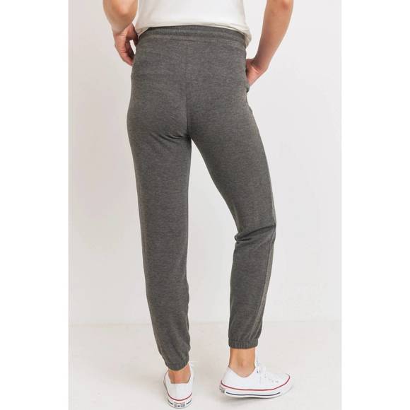 NEW HELLO MIZ two-tone brushed terry maternity sweatpants in charcoal - Picture 4 of 6